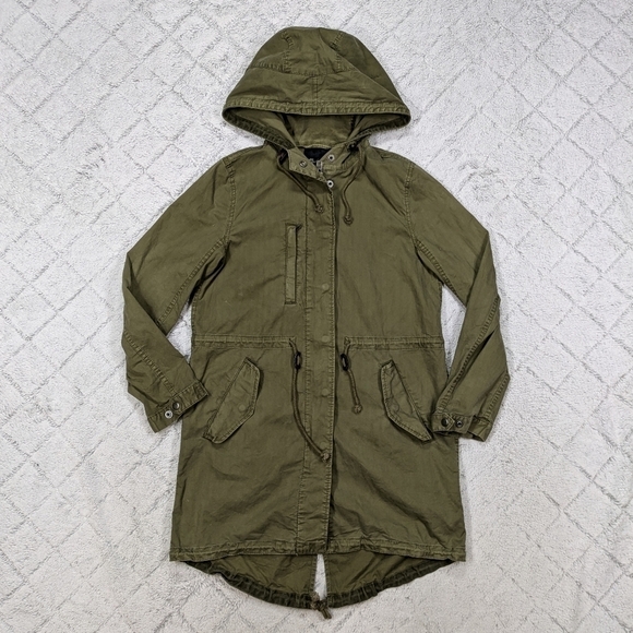Madewell Jackets & Blazers - Madewell Jacket Women's S Green Olive Tilden Military Utility Hooded Zip Snap 